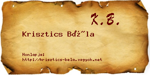 Krisztics Béla névjegykártya