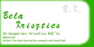 bela krisztics business card